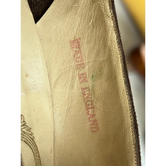 50s Delman VTG Brown Suede Ladies Pump Wood Heel Made in England Suede Sz 7-7.5